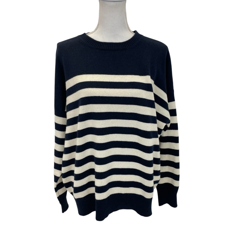 Saint Laurent Cashmere Crew Sweater XL Navy/White - Picture 4 of 16